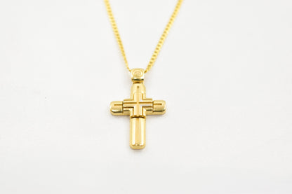 Ανδρικοί Σταυροί 14K Solid Gold Cross Pendant for Men & Women, Yellow Gold Religious Necklace, Orthodox Baptism Cross, Handmade Fine Gold Jewelry Gift