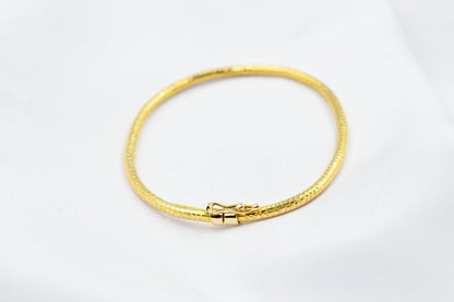 14K Hammered Gold Classic Bangle Slip on Bracelet,Stacking Gold Bangle Bracelet,Matte Minimalist Bangle Bracelet,Plain Bangle,Bangle for Her