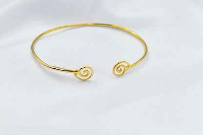 14K Gold Spiral Bracelet,Spiral Bangle,Dainty Bracelet,Greek Round Swirl,Minimal 14K Spiral Bracelet,Dainty Gold Bracelet,Circle of Life