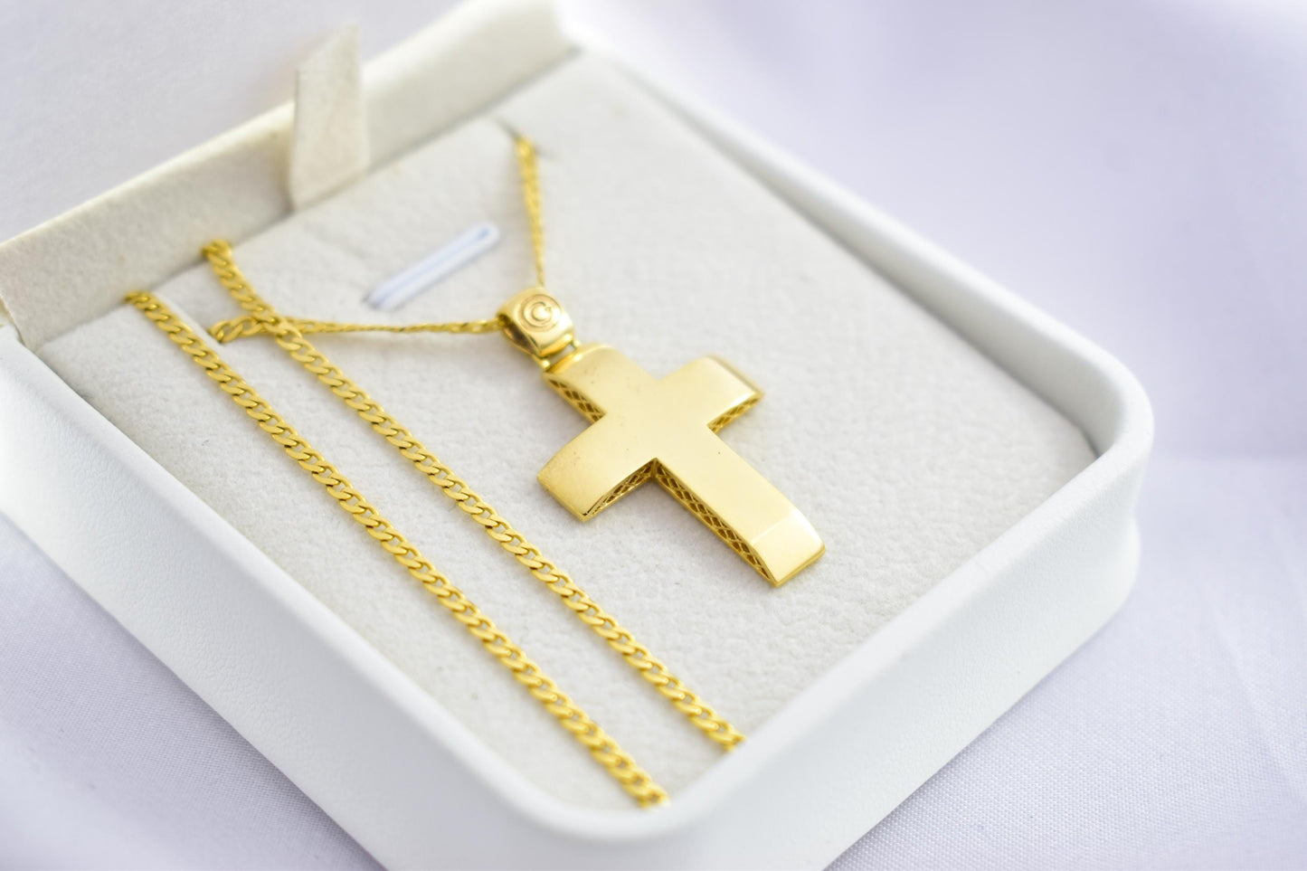 Ανδρικοί Σταυροί 14K Solid Gold Cross Necklace,Unisex Solid Gold Large Cross Necklace,Plain Gold Cross Charm, Christian Pendant,Radiant Religious Gold Cross