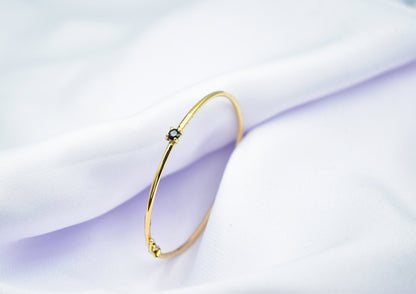 14K Gold Bangle Sapphire,Solid Gold Bangle,Luxury Sapphire Bangle,Sapphire Bangle,Bangle Sapphire Bracelet,Gift for Her