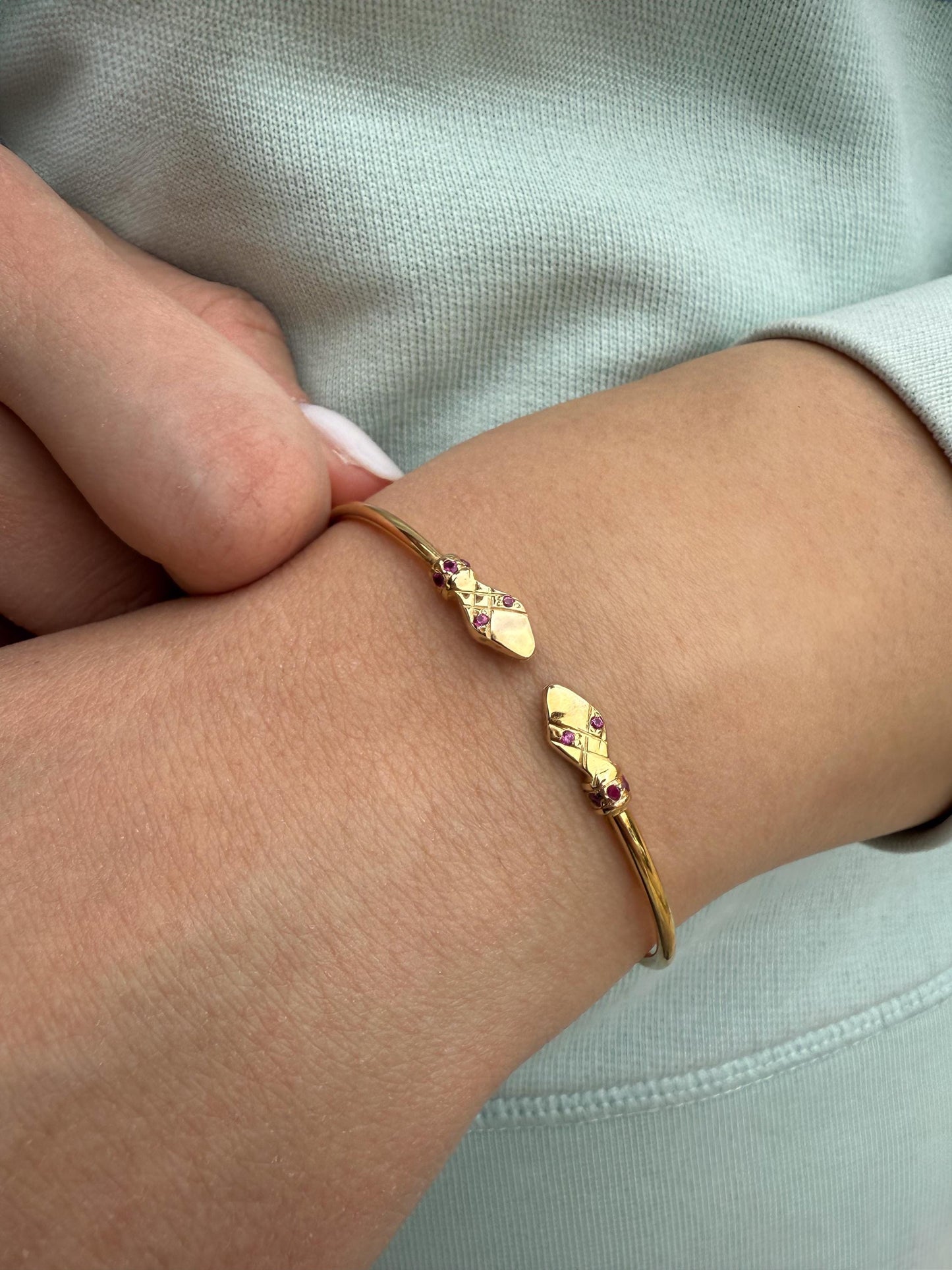 14K Snake Bracelet for Women,14K Gold Serpent Symbol Bracelet,Ancient Greek Animal Bracelet,Chinese Calendar Snake Bangle Bracelet