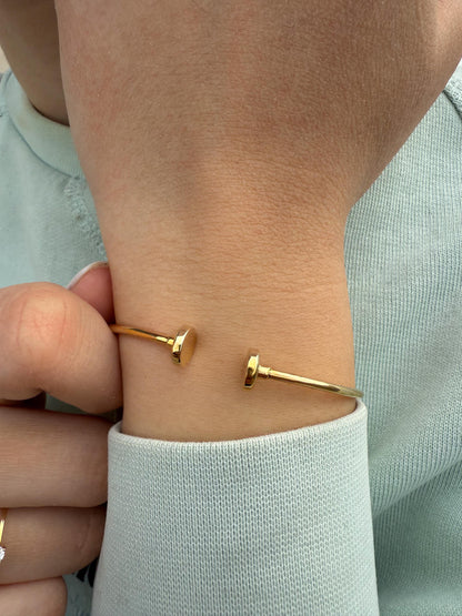 14K Gold Handcrafted Bangle,Exclusive Bracelet for Wedding & Engagement,Minimalist Bracelet,Bracelet for Mom and Her,Stackable Bracelet