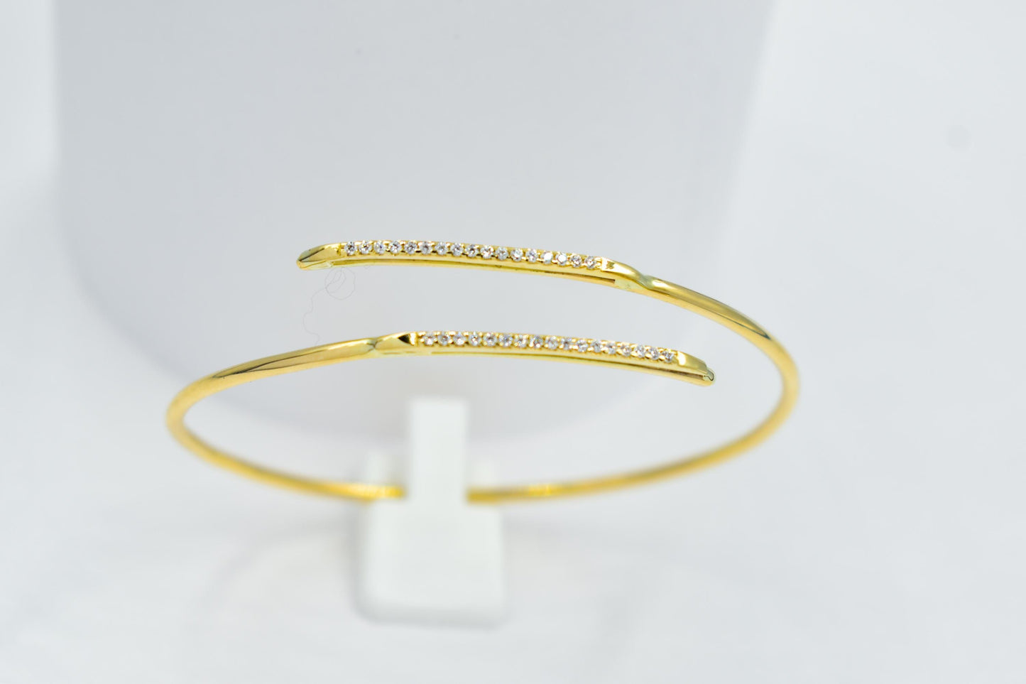 14K Solid Gold Bangle Bracelet • Handmade Open Cuff • Zircon or Diamond Option • Stackable Real Gold Jewellery • Gift for Her • Gift for Mom