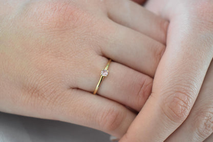 14K Solid Gold Thin Minimalist Ring–Light Pink Zircon, Stackable Jewellery Gold Ring,14K Wedding & Engagement Stacking Ring,Gift for Her