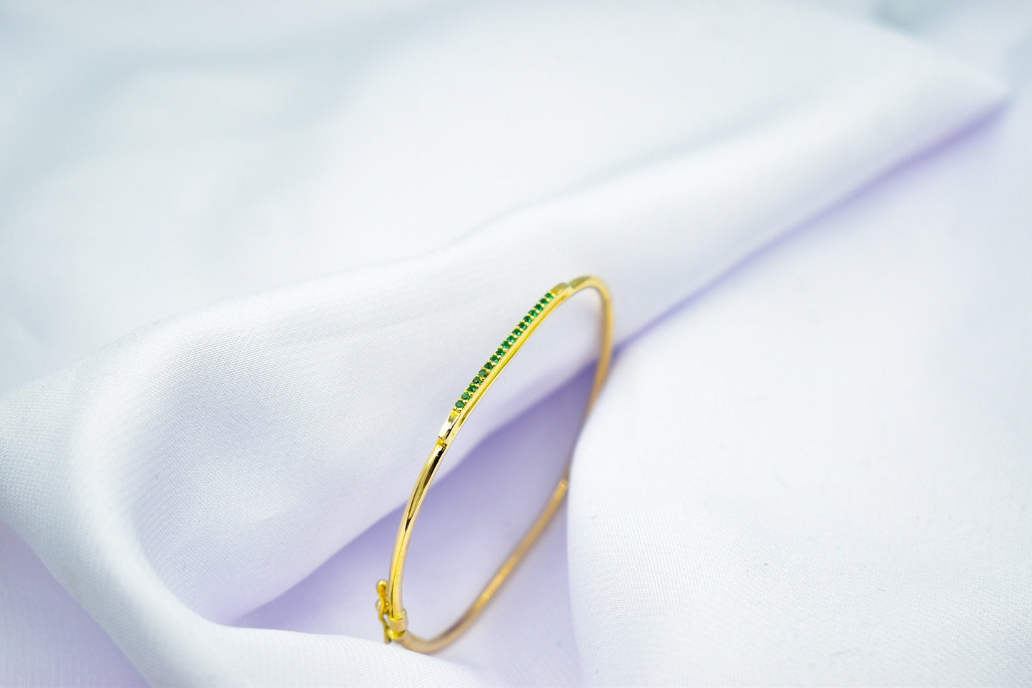 14K Gold Pave Bar Bracelet,Green Zircon Gold Everyday Bracelet,Ladies Dainty Line Bracelet,Stacking Minimal Bracelet Gift for Mom & Her