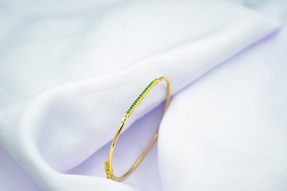 14K Gold Pave Bar Bracelet,Green Zircon Gold Everyday Bracelet,Ladies Dainty Line Bracelet,Stacking Minimal Bracelet Gift for Mom & Her