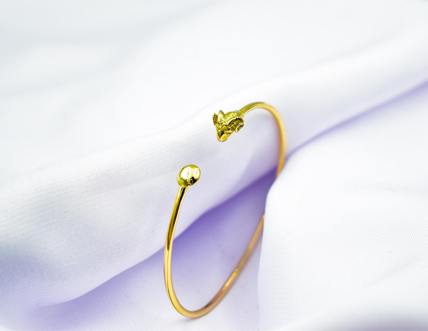 14K Solid Gold Ram Bangle,Aries Gold Bangle,Goat Ram Handcrafted Gold bangle,Ancient Greek Ram Bracelet,Bangle Gift,Gold Animal Bracelet
