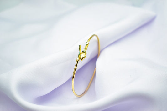 14K Gold Snake Bracelet with Green Zircons-Serpent-Inspired Luxury Jewelry-Unique Gift for Mom & Her-Handcrafted Serpent Bracelet