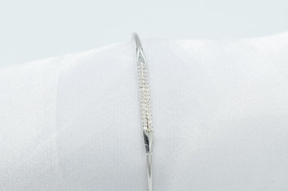 14K White Gold Diamond Bangle Bracelet, Natural Diamond VS/SI Gold Bangl,White Gold Cuff Bangle,Gold Bangle Bracelet