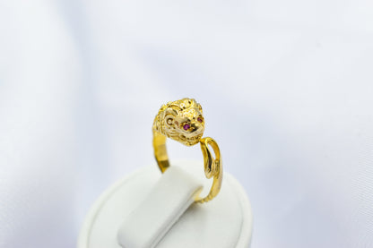 Χειροποίητο Δαχτυλίδι Λιοντάρι με Ρουμπίνια Κ14