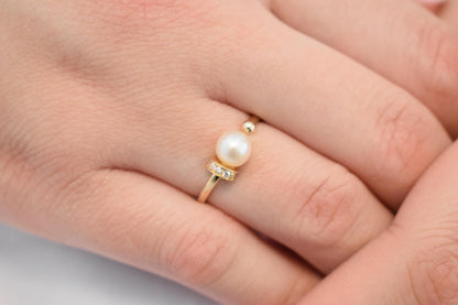 Χειροποίητο Δαχτυλίδι με Μαργαριτάρι και Ζιργκόν Κ14
