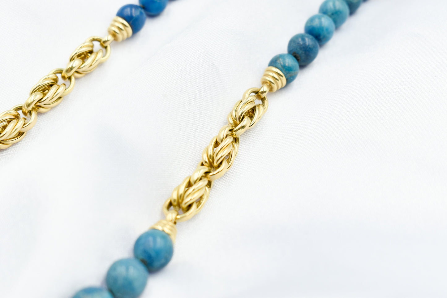 Χρυσό Κολιέ με Τυρκουάζ Πέτρες 14Κ