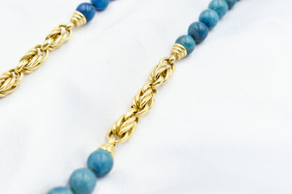 Χρυσό Κολιέ με Τυρκουάζ Πέτρες 14Κ