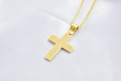 γυναικα 14K Gold Cross Pendant with Zircon Stones | Handcrafted Christian Jewellery | Minimal Design Cross | Women’s Men’s Gold Cross ,Baptism Gift