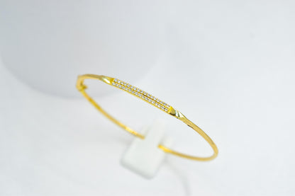 14K Gold Cuff Bracelet with CZ or Diamonds, Dainty Pave Bangle, Minimalist Gold Bracelet, Adjustable Gift for Her, Stacking Jewelry