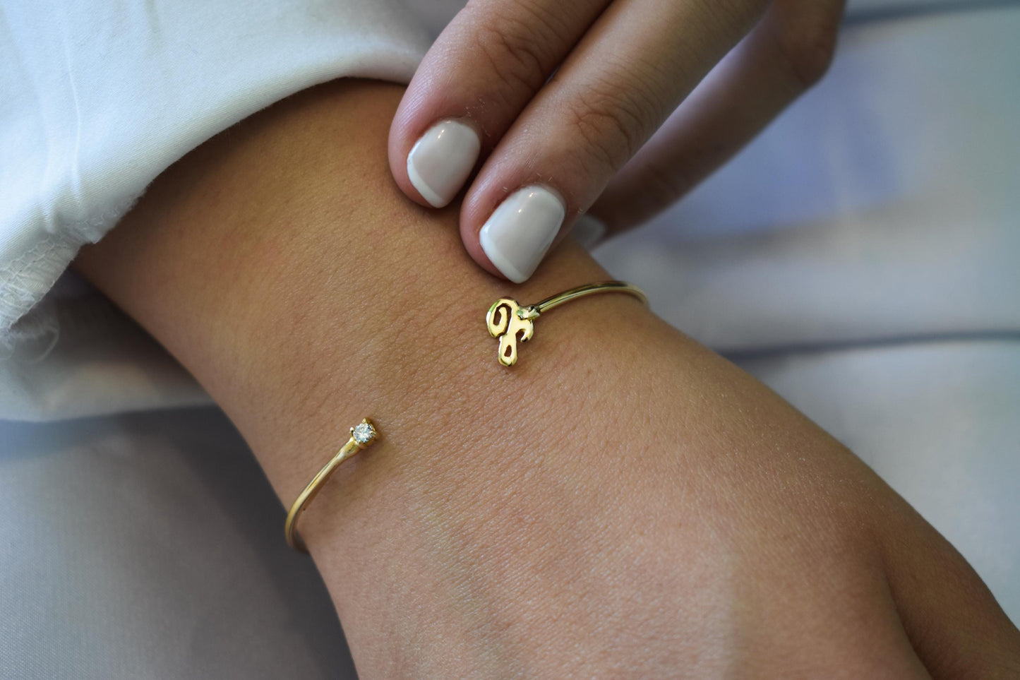 14K Gold Monogram Bracelet,Personalized (Every Initial Letter You Want) Gold Bangle Bracelet,Monogram Bangle,Gold Custom Bangle Bracelet