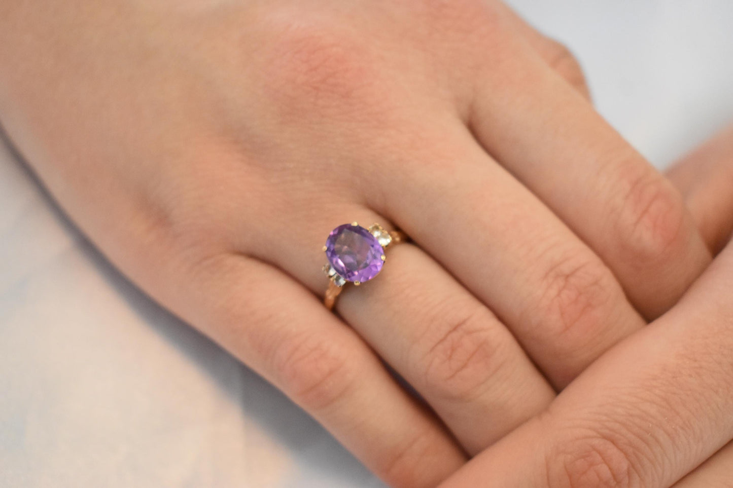 14K Solid Gold Amethyst Ring,Amethyst Stackable Ring,Wedding Stacking Ring,14K Amethyst Ring,Natural Amethyst,Ring for Women,Gift for Her