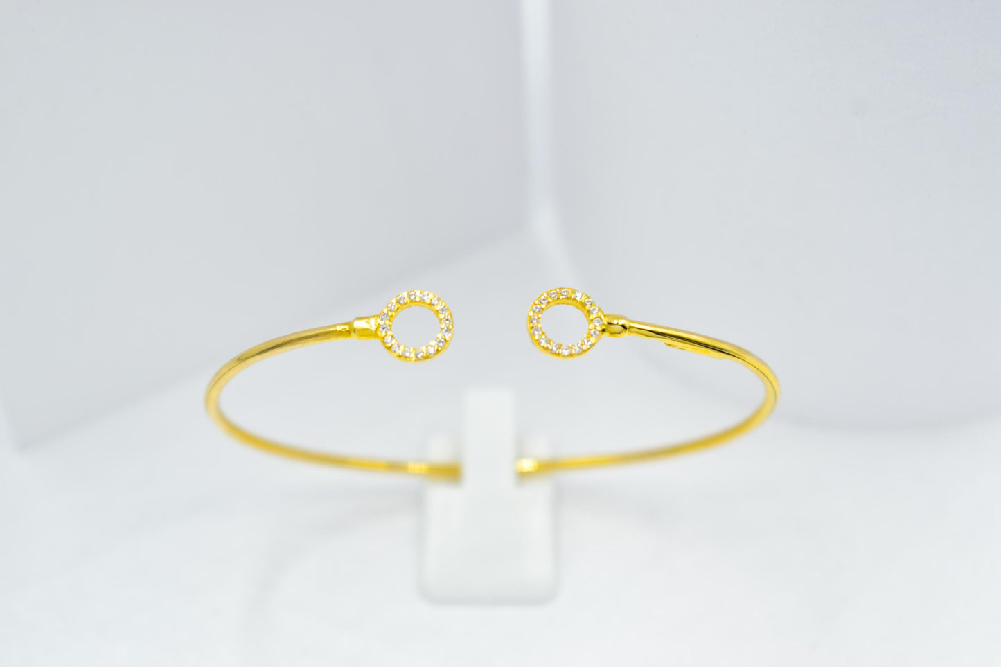 14K Gold Circle Bangle Bracelet,Open Circle Gold Bracelet,Dainty Diamond Bangle, Zircon Bangle Gift for Her,Adjustable Bracelet,Gift for Her