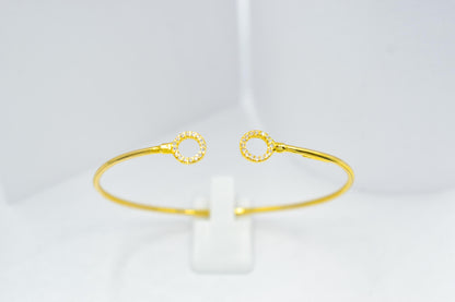 14K Gold Circle Bangle Bracelet,Open Circle Gold Bracelet,Dainty Diamond Bangle, Zircon Bangle Gift for Her,Adjustable Bracelet,Gift for Her