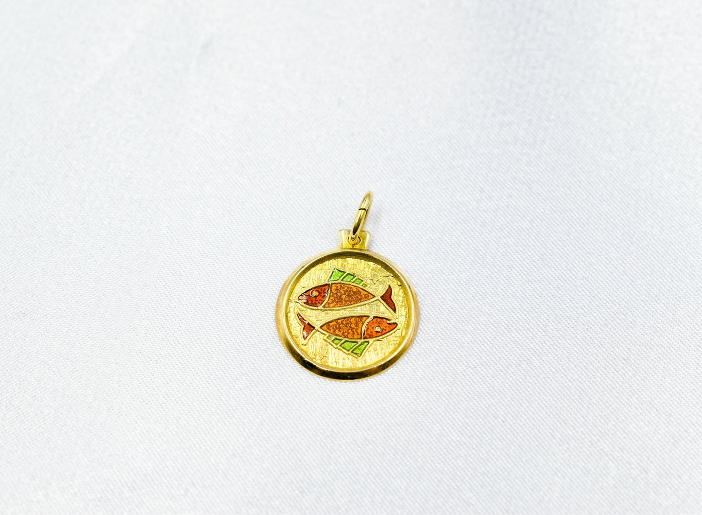 Χρυσό Μενταγιόν Ιχθύες 14Κ με Σμάλτο