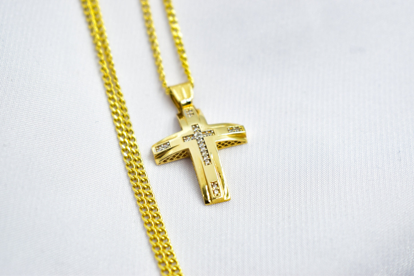 και τα δυο 14K Solid Gold Cross Necklace,Unisex Solid Gold Large Cross Necklace,Plain Gold Cross Charm, Christian Pendant,Radiant Religious Gold Cross