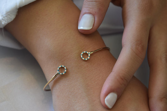 14K Gold Turquoise Bracelet,14k Gold Circle Bracelet Women,Ladies Dainty Line Bracelet,Bracelet Gift for Her,Minimalist Bracelet