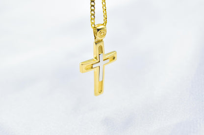 Ανδρικοί Σταυροί14K Gold Double Cross Pendant with Chain,Elegant Reversible Design,Unisex Christian Jewellery Men’s & Women’s Necklace Option,Baptism Gift