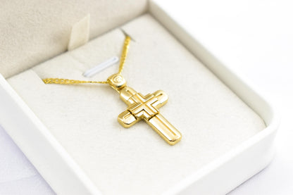Ανδρικοί Σταυροί 14K Solid Gold Cross Pendant for Men & Women, Yellow Gold Religious Necklace, Orthodox Baptism Cross, Handmade Fine Gold Jewelry Gift
