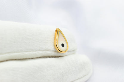 Κρεμαστό Μάτι Δάκρυ με Λευκό Σμάλτο Κ18