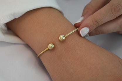 14k Gold Torque Bangle Bracelet,Gold Adjustable Ball Bracelet,14K Gold Ball Jewellery,Ball Bead Bracelet,Genuine Gold Bracelet,Gift for Her