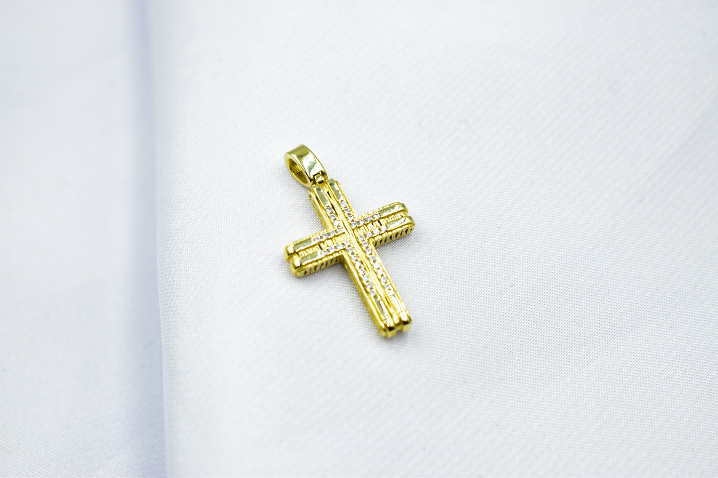 γυναικα 14K Solid Gold Cross Pendant,Necklace with Zircon,Elegant Christian Pendant,Baptism Religious Faith Jewelry,Godfather-Godmother Gift