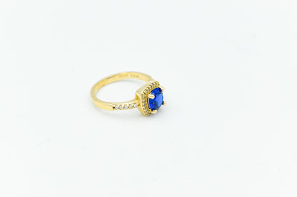 14K Gold Rosette Handmade Princess Inspired Ring,Blue Zircon Ring,Elegant & Unique Design,Luxurious Gift,Stylish Ring,Timeless Ring for Her