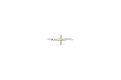 14K White Solid Gold Ring,Cross Ring,Thin Band Ring,Zircon Ring,Elegant Jewelry,Unique Fashion Ring,Handmade Gold Ring,Cross Ring for Her