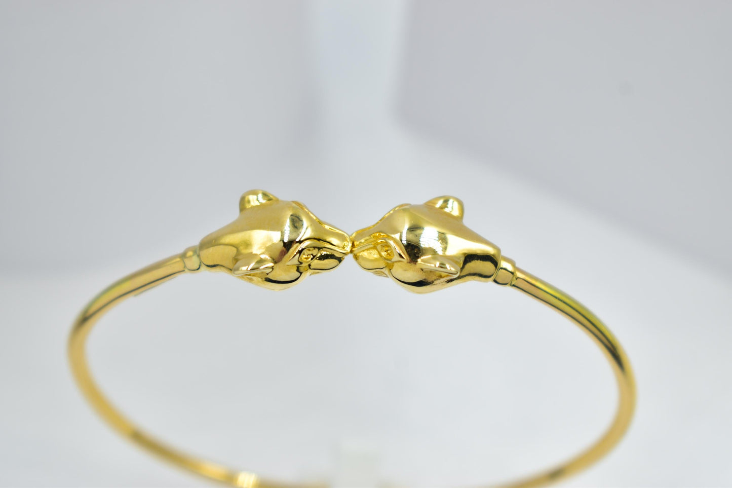 14K Gold Panther Bracelet, Solid Gold Bangle, Panther Head Cuff, Unisex Gold Bracelet, Statement Jewelry, Luxury Gift for Him or Her