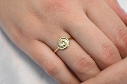 14K Solid Gold Swirl Ring,Gold Spiral Ring,Ancient Greek Jewellery,Stackable Jewellery Ring,Wedding Stacking Ring,Greek Summer Collection