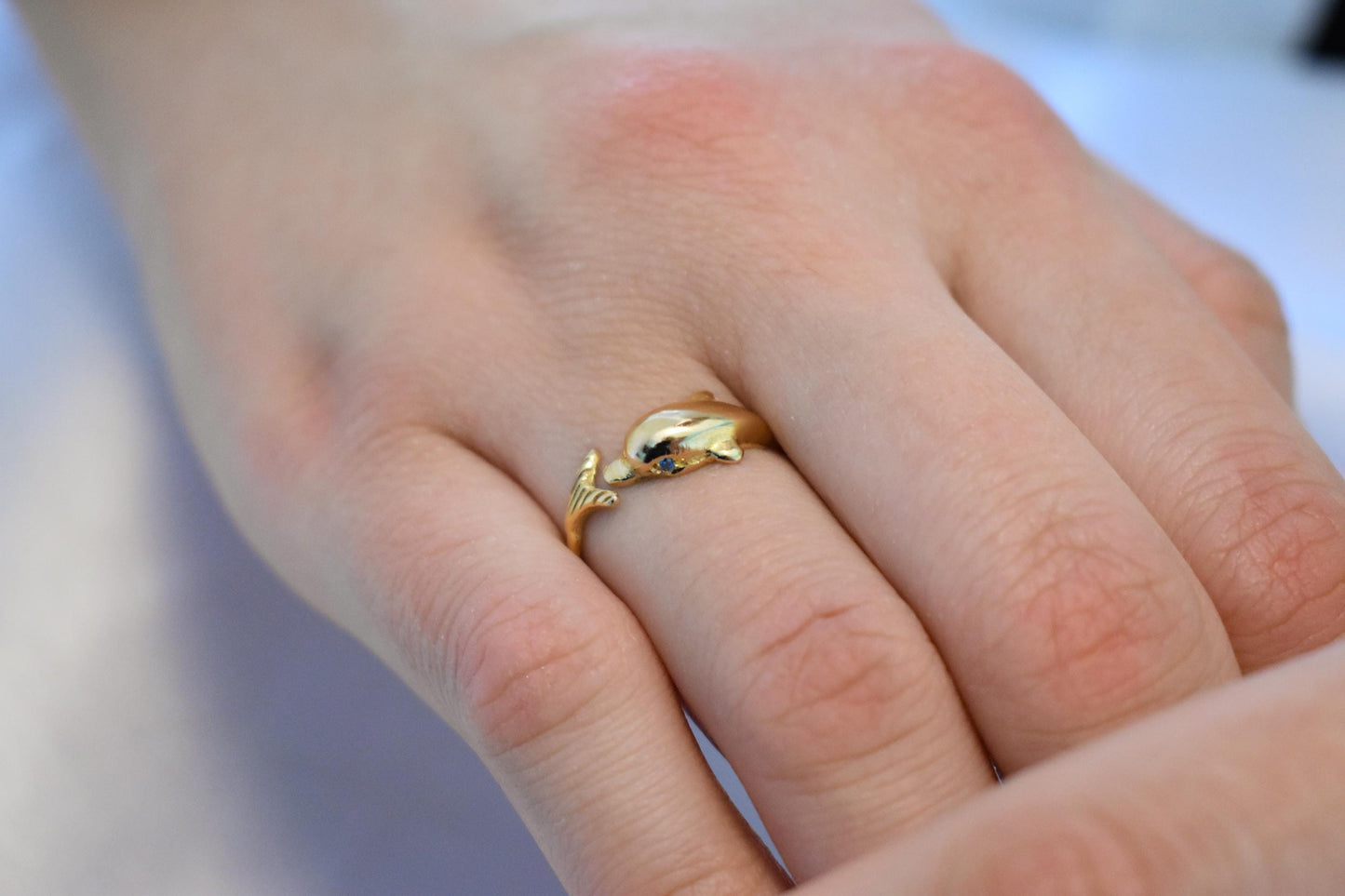 Dolphin 14K Solid Gold Ring,Gold Dolphin Band,Animal Sea Ring,Gift for Her,Minimalist Ring,Greek Summer Collection,Sea Life Jewellery