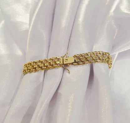 18K Gold Curb Chain Bracelet,Stackable Gold Bracelet,Franco Chain,Chain Bracelet,Retro Chain Bracelet, Vintage Chain for Anniversary Gift