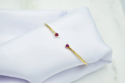 14K Gold Bangle with Natural Ruby,Birthstone Bracelet,Natural Ruby Jewellery,Adjustable Bracelet,Wedding & Engagement Bracelet,Gift for Her