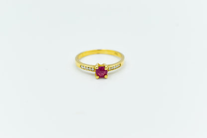 Χειροποίητο Μονόπετρο με Ορυκτό Ρουμπίνι & Διαμάντια Κ18