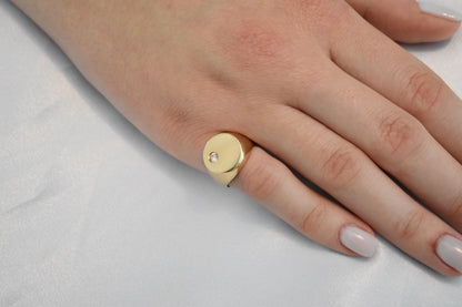 14K Solid Gold Ring,Engravable Flat Ring,Engagement Ring,Wedding Gold Ring,Statement Ring,Stackable Gold Ring,Gift for Her,14K Weeding Band