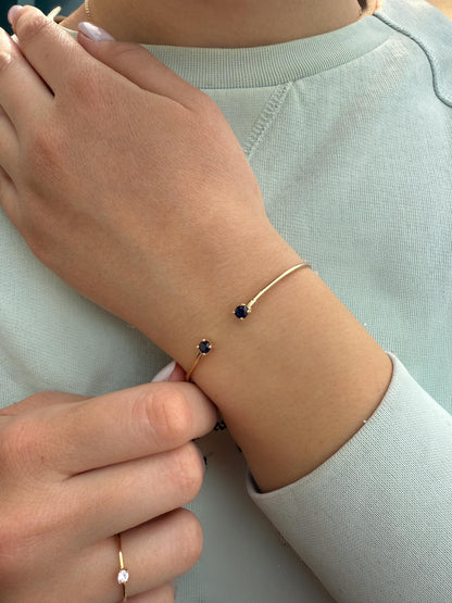 14K Gold Solid Bangle Sapphire,Luxury Sapphire Bangle, Bridal & Engagement Bangle,Bangle Sapphire Bracelet,Dainty Sapphire Bracelet