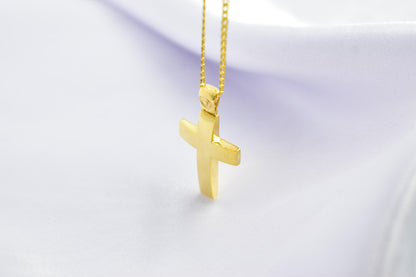 Ανδρικοί Σταυροί 9K Solid Gold Cross Pendant – Reversible & Pierced Back – 14K Gold Chain Option – Polished Front – Christian Jewellery for Men or Women
