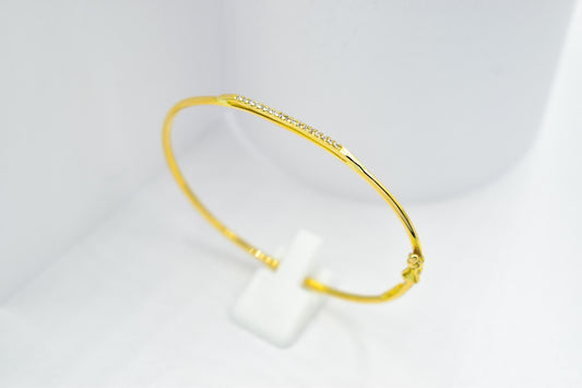 14K Gold Bar Bracelet, CZ or VVS1 Diamond Bangle,Dainty Gold Cuff, Custom Size,Gift for Her,Minimalist Gold Jewellery for Women Gift for Her