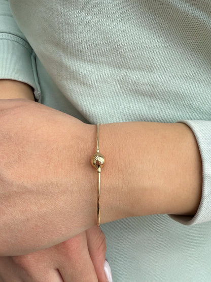 14k Gold Ball Torque Cuff Bangle Bracelet,Gold Round Adjustable Ball Bracelet,Ball Bead Bracelet,Genuine Bangle,Exclusive Gift for Her