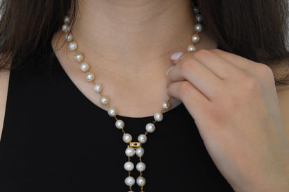 Χειροποίητο Μαργαριταρένιο Κολιέ με Διαμάντια & Ζαφείρι Κ14