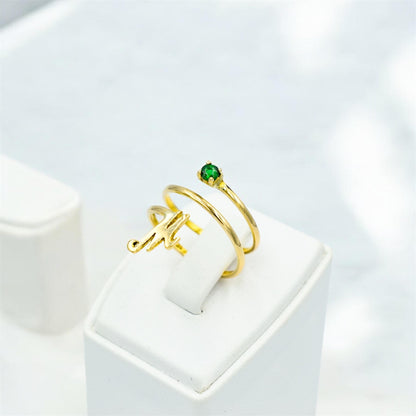 14K Personalized Solid Handmade Gold Ring,Custom Monogram Jewelry,Monogram Design Gold Ring,Unique Birthstone,Forever Custom Gift for Her