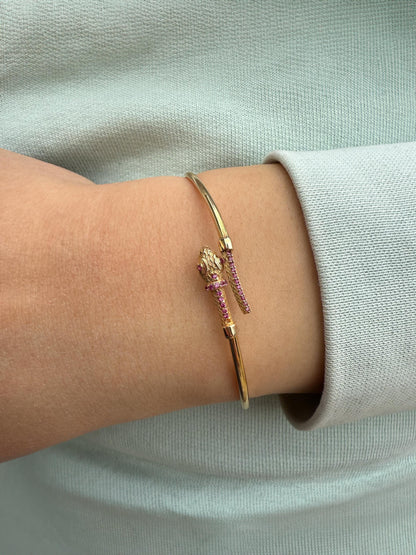 14K Serpent Bangle,Snake Gold Bangle Bracelet,Adjustable Animal Bangle,Chinese Calendar Jewel,Snake Handcrafted Bangle,Animal Collection