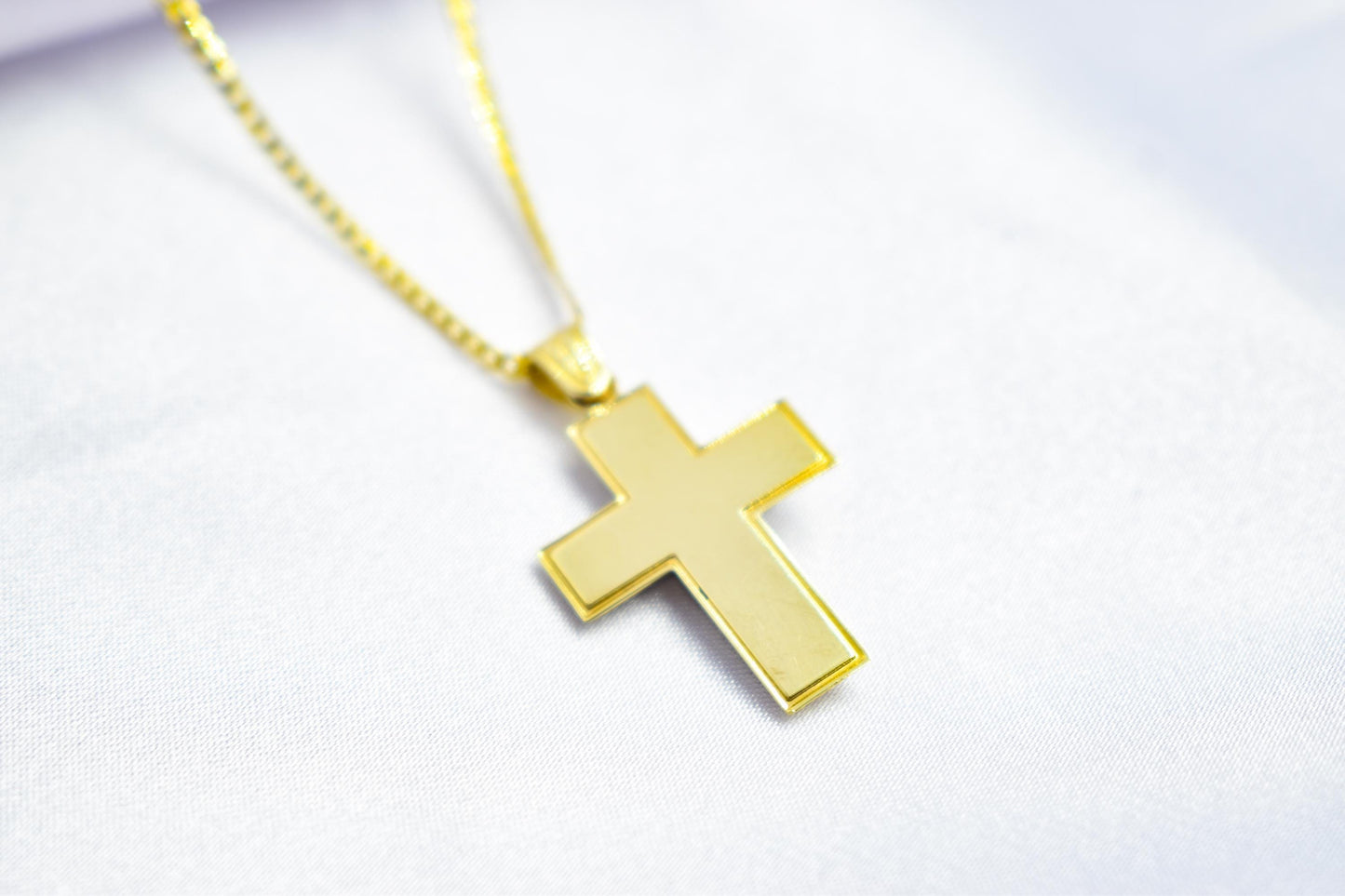 γυναικα 14K Gold Cross Pendant with White and Yellow Gold Finish,Elegant Textured Design ,Handmade Religious,Women’s Men’s Cross,Baptism Gift