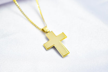 γυναικα 14K Gold Cross Pendant with White and Yellow Gold Finish,Elegant Textured Design ,Handmade Religious,Women’s Men’s Cross,Baptism Gift